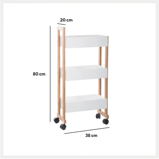 Raft 5five Natureo pe roți, alb, 3 niveluri