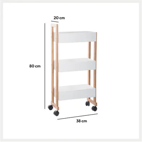 Raft 5five Natureo pe roți, alb, 3 niveluri