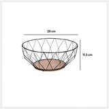 Coș de fructe 5five Daimond, metal+MDF, 28x12 cm
