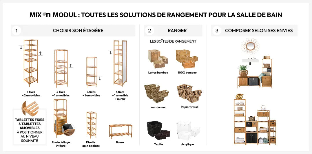 Coș de depozitare 5five, Bambus, 31x15 cm