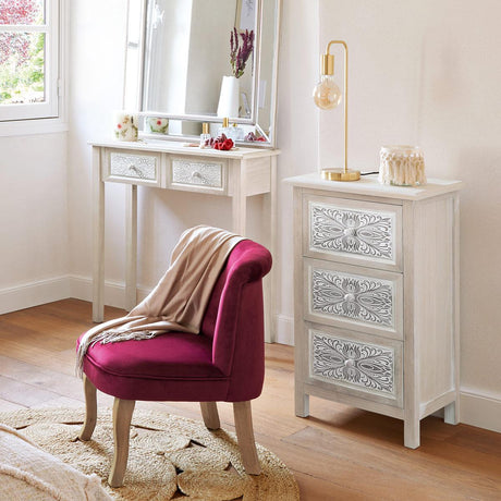 Comodă Atmosphera Hina, 3 sertare, MDF, Alb