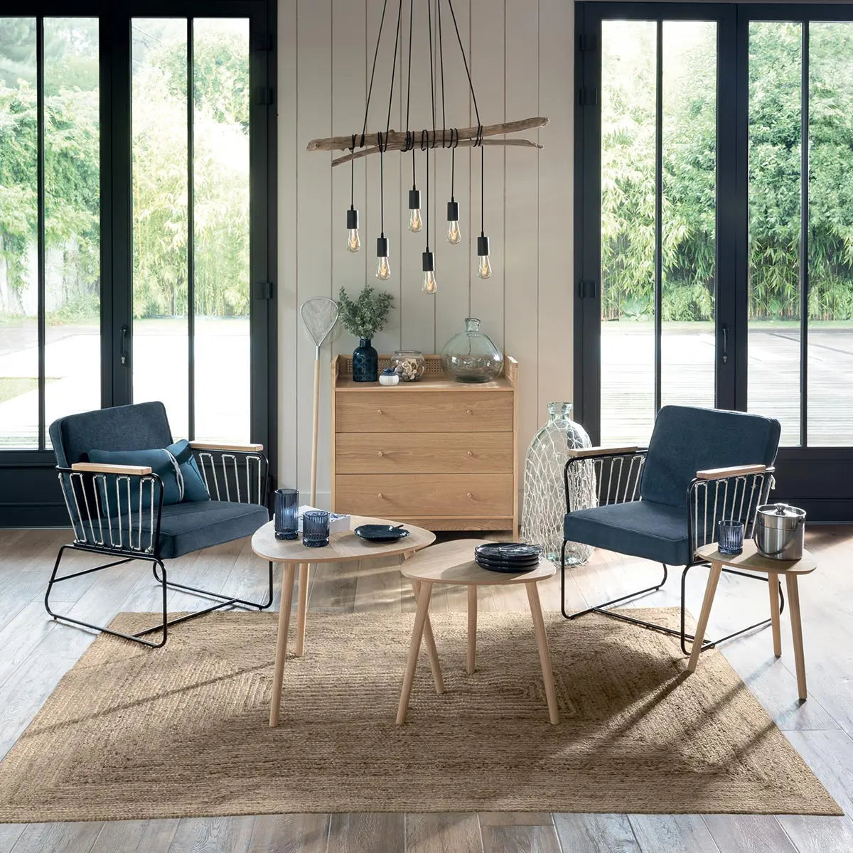 Masă de cafea Atmosphera Mileo Bej, 3 piese, 40/48/60 cm