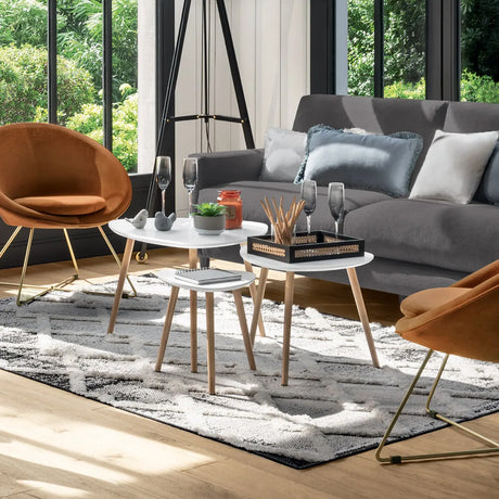 Masă de cafea Atmosphera Mileo, Albă, 3 piese, 34/47/60 cm