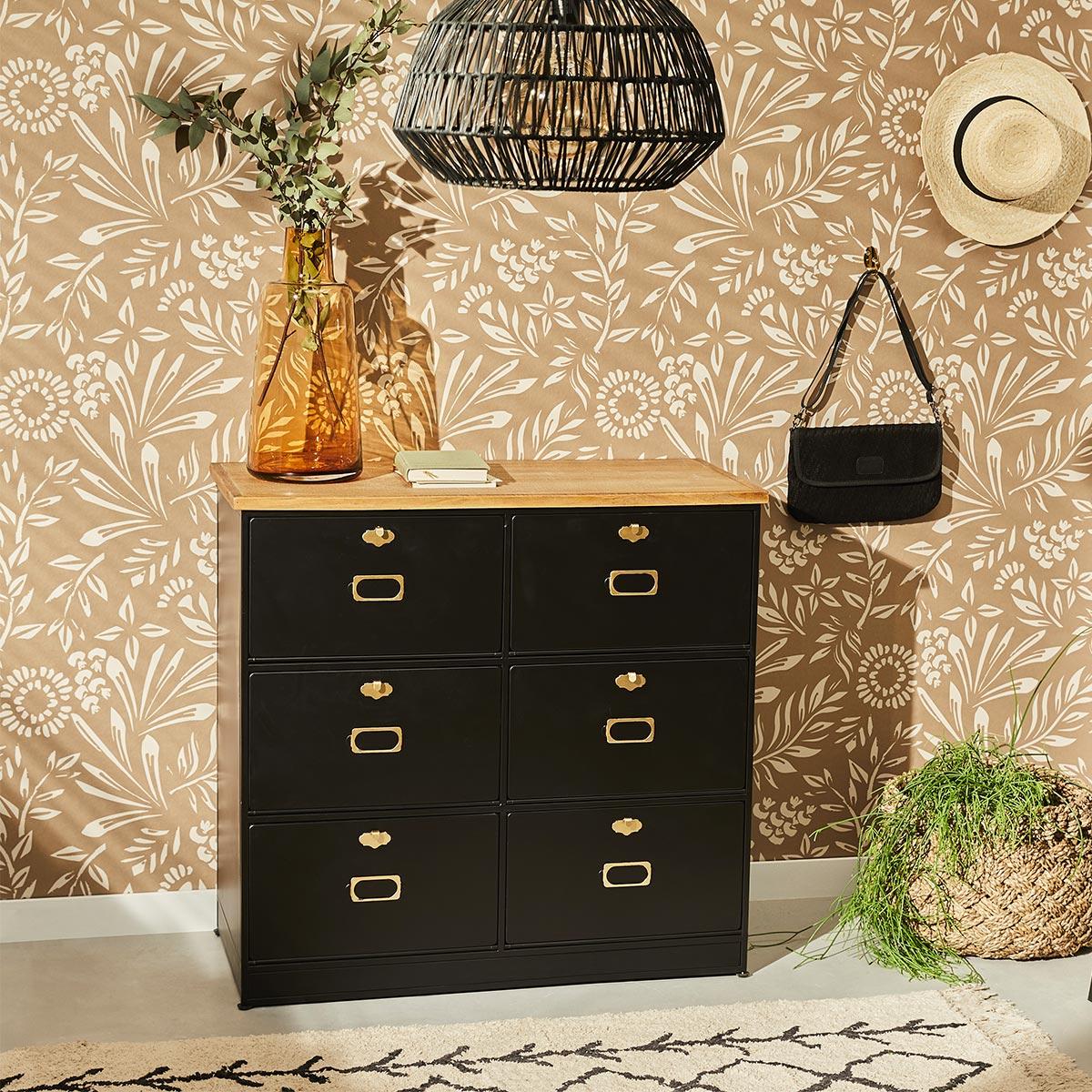 Comodă Atmosphera Ivan, 6 sertare, Negru