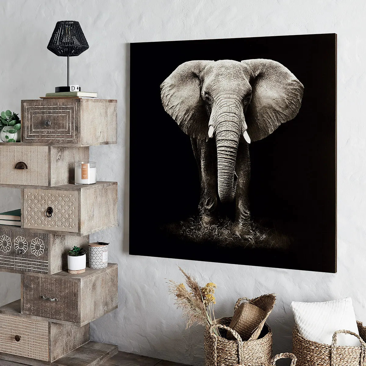 Tablou atmosferă Elefant, Imprimeu pe pânză 100x100 cm