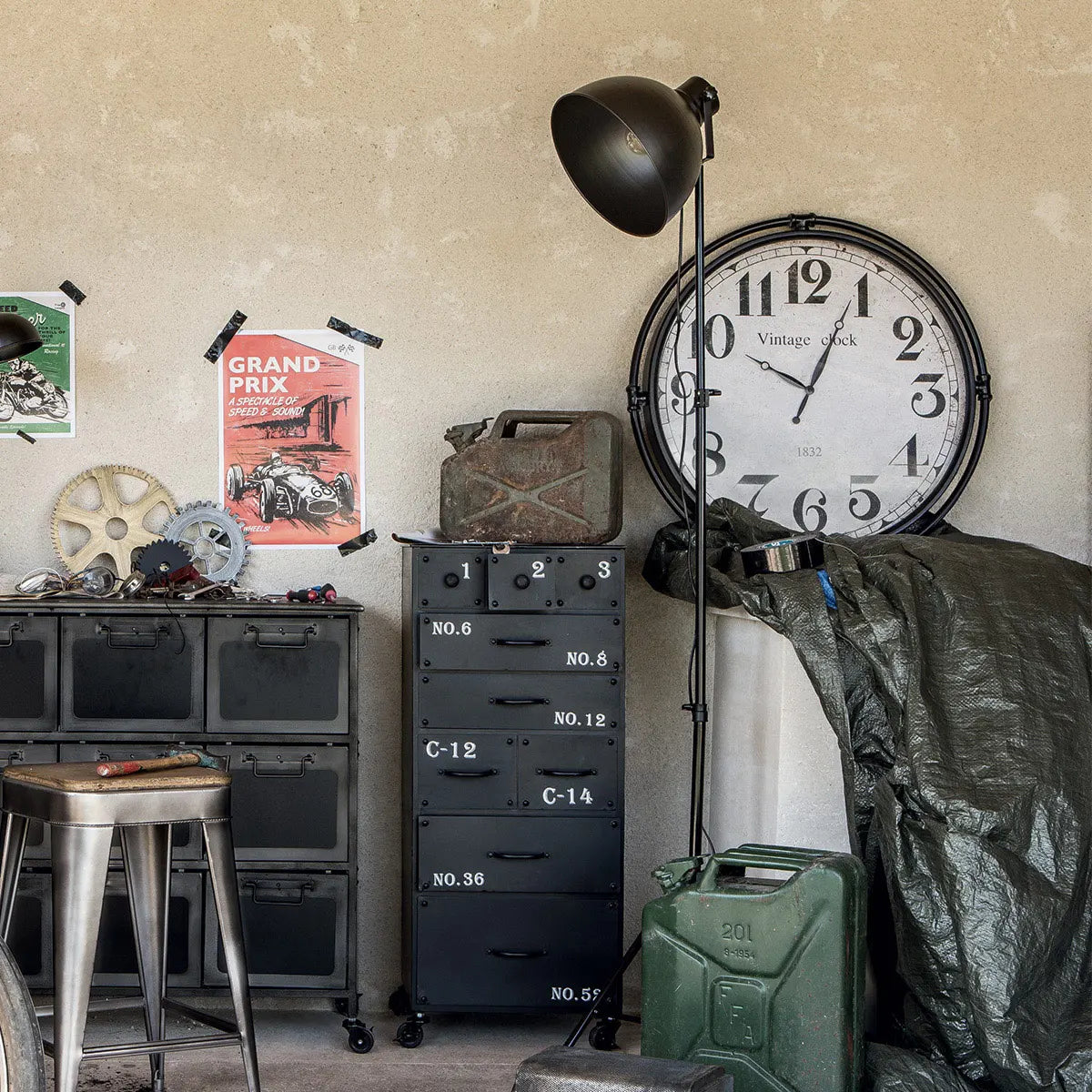 Lampion atmosphera Bazalt, Metal, Negru, 175 cm