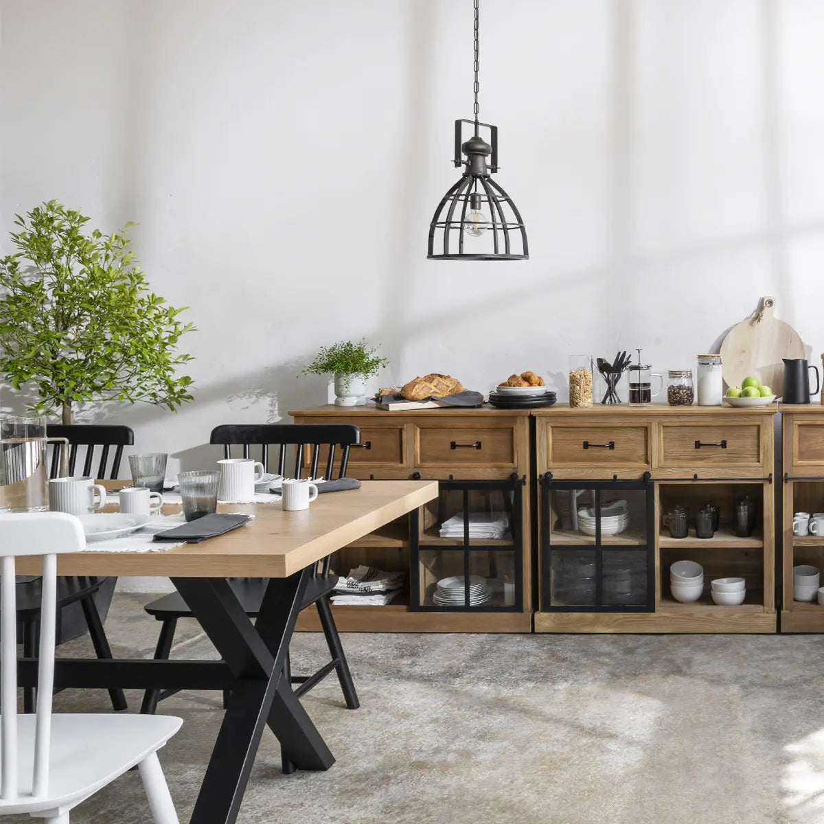 Masă de dining Steja, 180x90 cm, stejar și fag