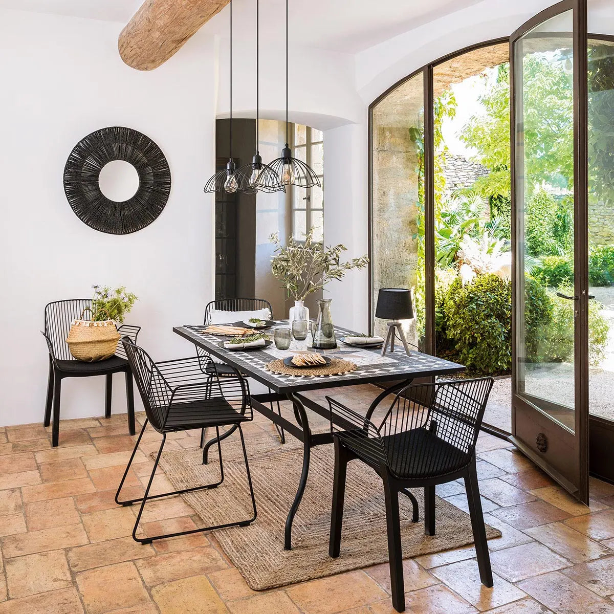 Masă de dining Kipos, 160x90 cm, mozaic de piatră