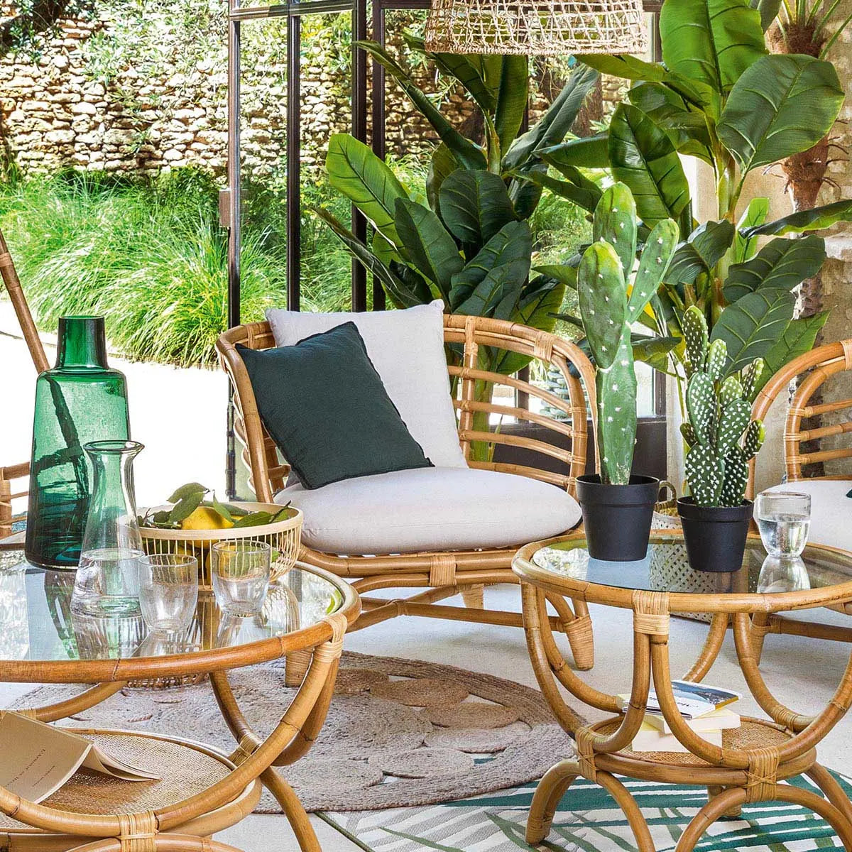 Fotoliu Atmosphera Farah, Ratan, Alb