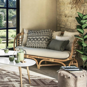 Canapea Atmosphera Farah cu două locuri, Ratan, Alb, 152x80.5x75 cm