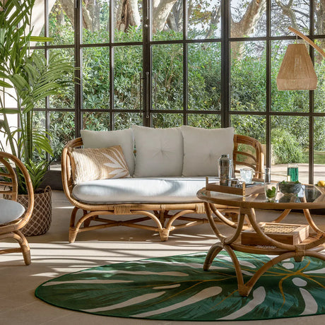 Canapea Atmosphera Farah cu două locuri, Ratan, Alb, 152x80.5x75 cm