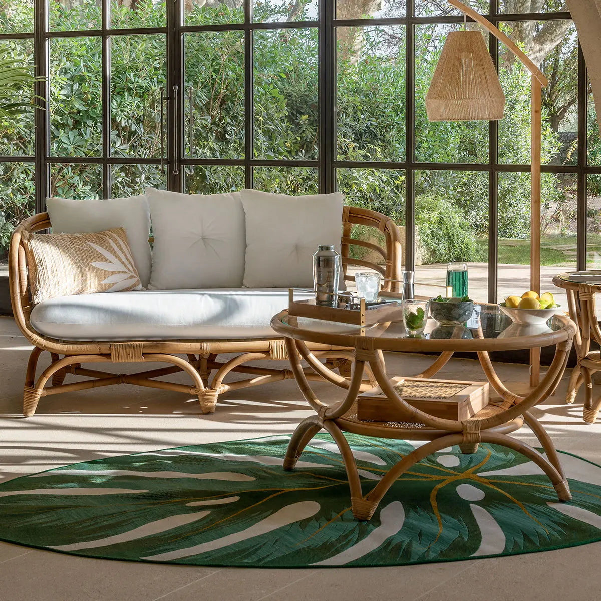 Masă de cafea Atmosphera Farah, 90 cm, ratan