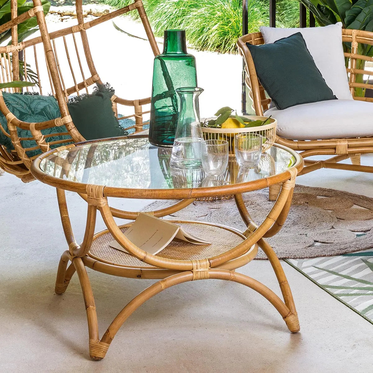 Masă de cafea Atmosphera Farah, 90 cm, ratan