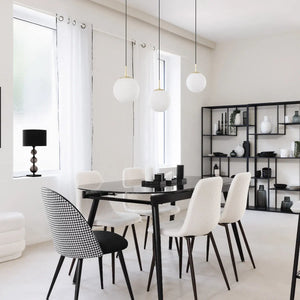 Masă extensibilă Mapu, 160-200x90 cm, sticlă securizată cu efect de marmură