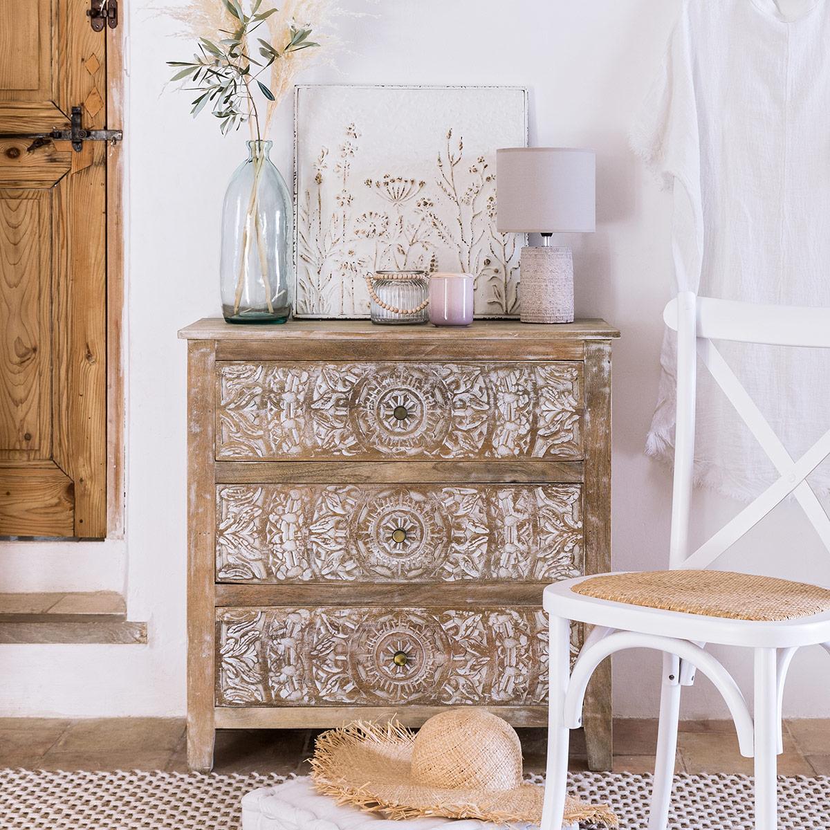 Comodă Atmosphera Shirel, 3 sertare, lemn de mango