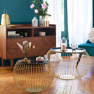 Masă de cafea Atmosphera Alya, Metal, Auriu, 2 bucăți