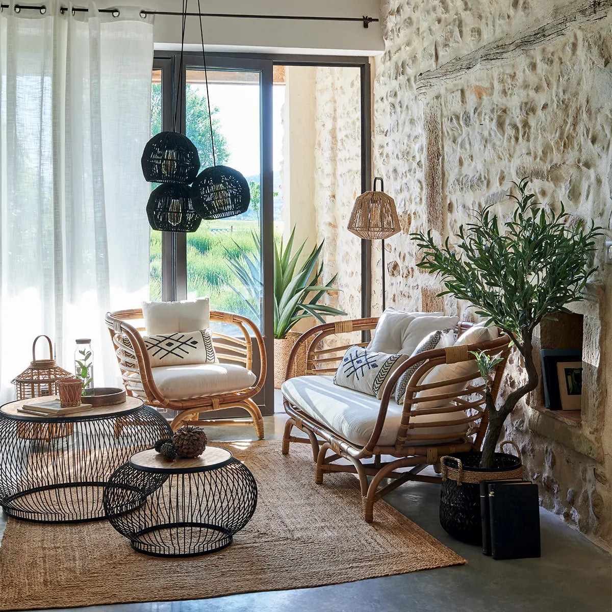 Masă de cafea Atmosphera Esther, lemn de mango, 2 bucăți