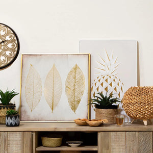 Pictură înrămată Atmosphera Feather, Imprimeu pe pânză 58x58 cm, efect aluminiu