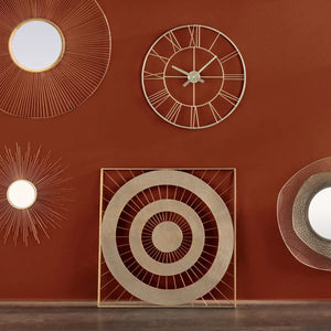 Ceas de perete Atmosphera Phil, Vintage, Ø70 cm, Metal auriu