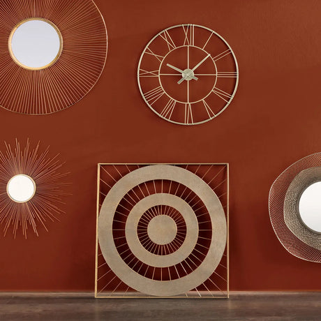 Ceas de perete Atmosphera Phil, Vintage, Ø70 cm, Metal auriu