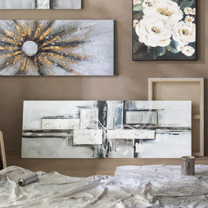 Pictură Atmosphera Kylia, Pânză pictată manual 150x150 cm, Argintiu, Modele asortate