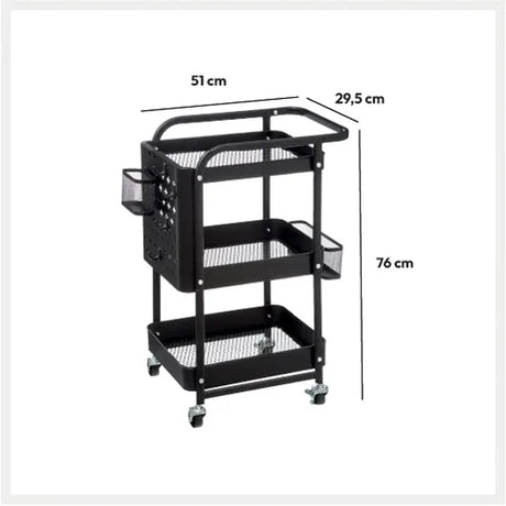 Cărucior de bucătărie 5five, Negru, Metal, Perforat