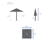 Umbrelă dreaptă înclinabilă Hesperide Soya, 2,5x2,5 m