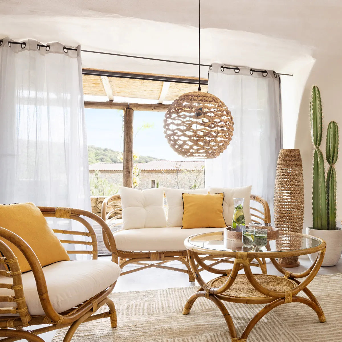 Lampion atmosphera Nisip, Lemn, Natural, 118 cm