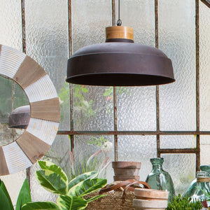 Lampă suspendată Atmosphera Prao, 57 cm, Metal gri, Lemn