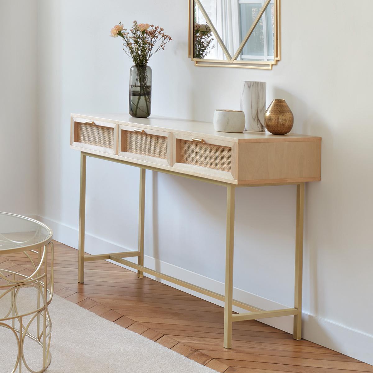 Masă de toaletă Atmosphera Rayo, 110 cm, mesteacăn, MDF