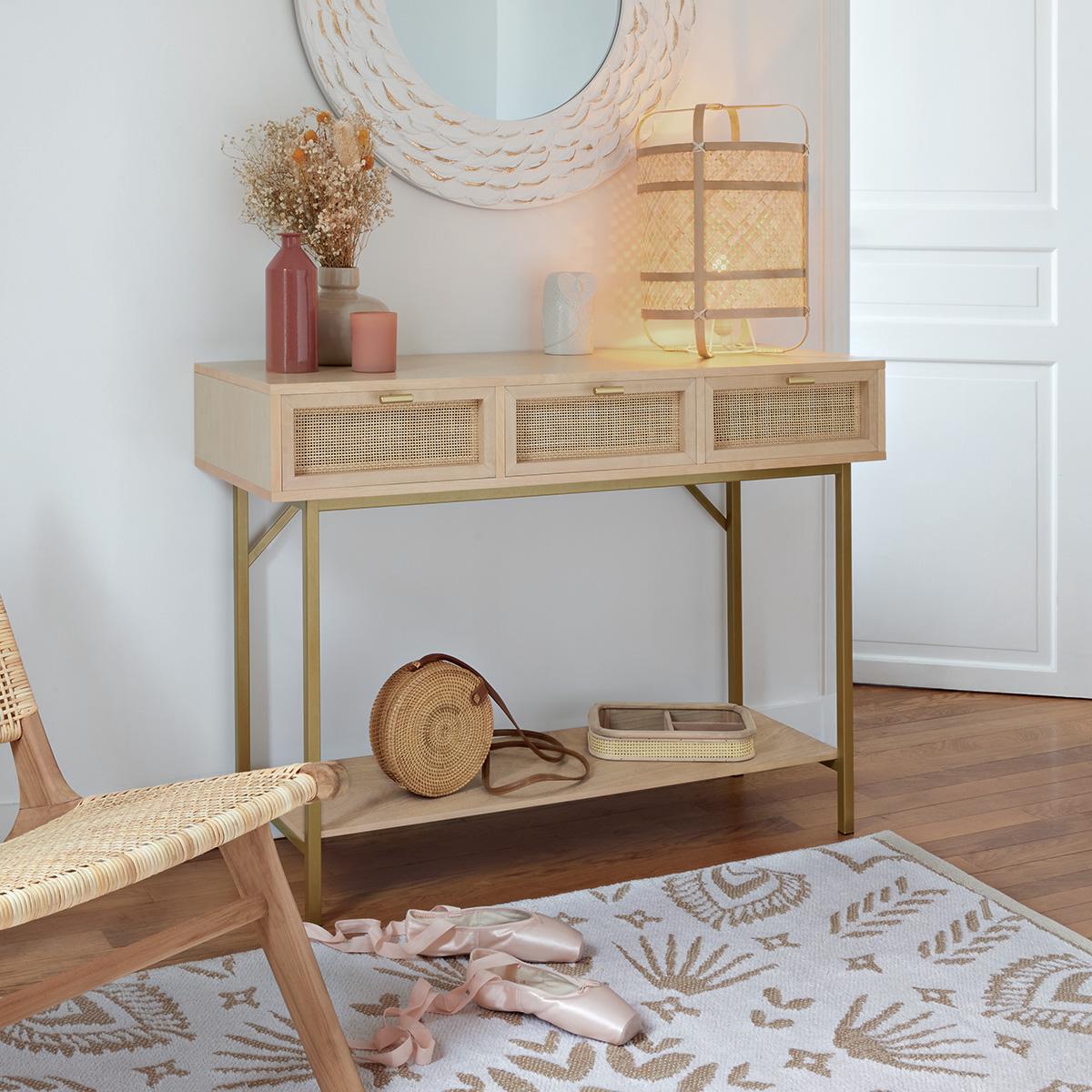 Masă de toaletă Atmosphera Rayo, 110 cm, mesteacăn, MDF