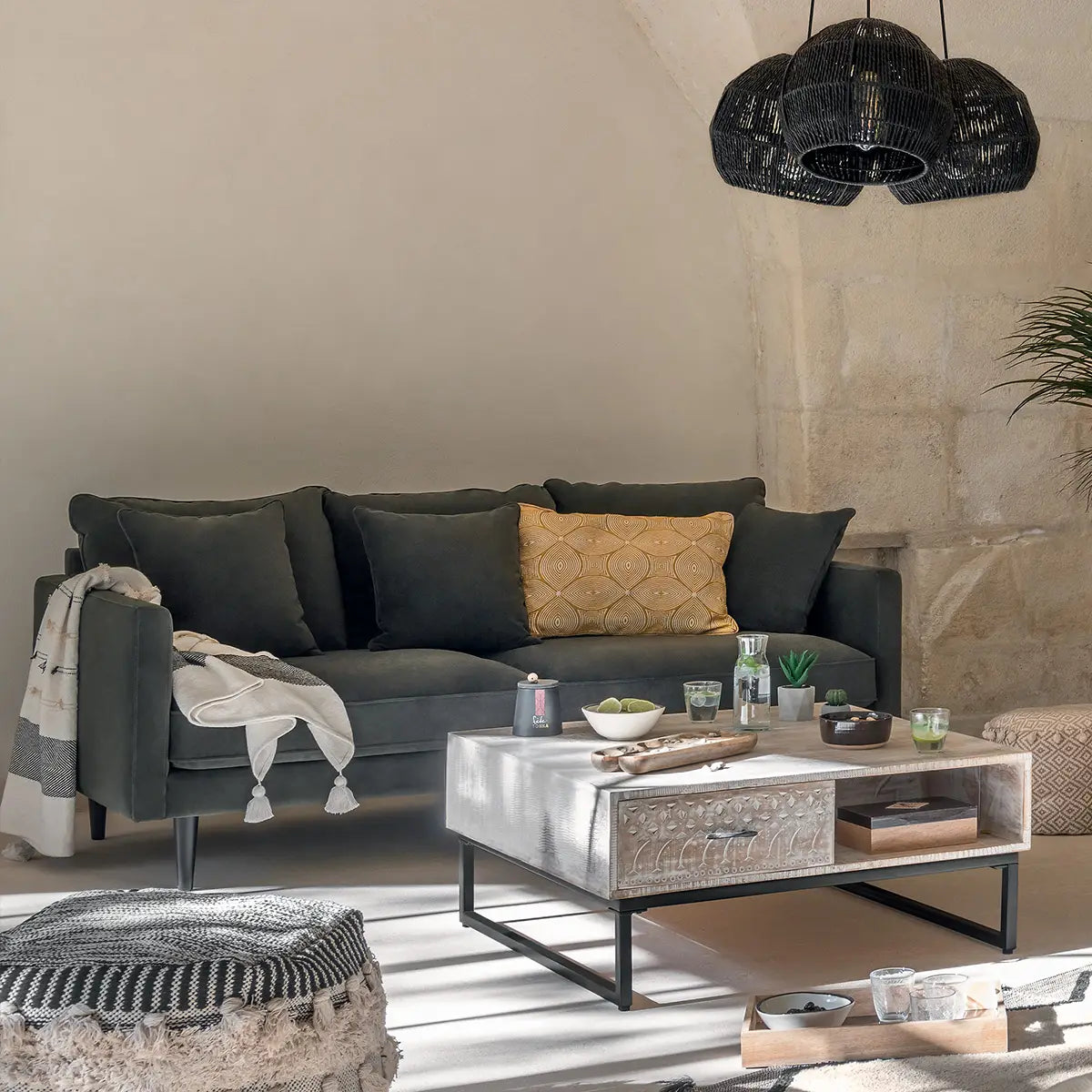 Canapea Atmosphere Candice cu trei locuri, 194x96x85 cm