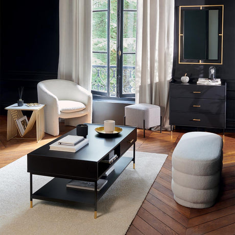 Comodă Atmosphera Tedy, 3 sertare, MDF, Negru