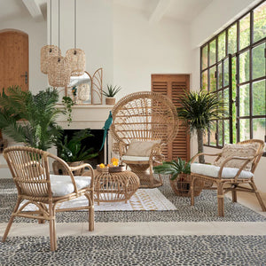 Fotoliu Atmosphera Neta, Rattan, Alb