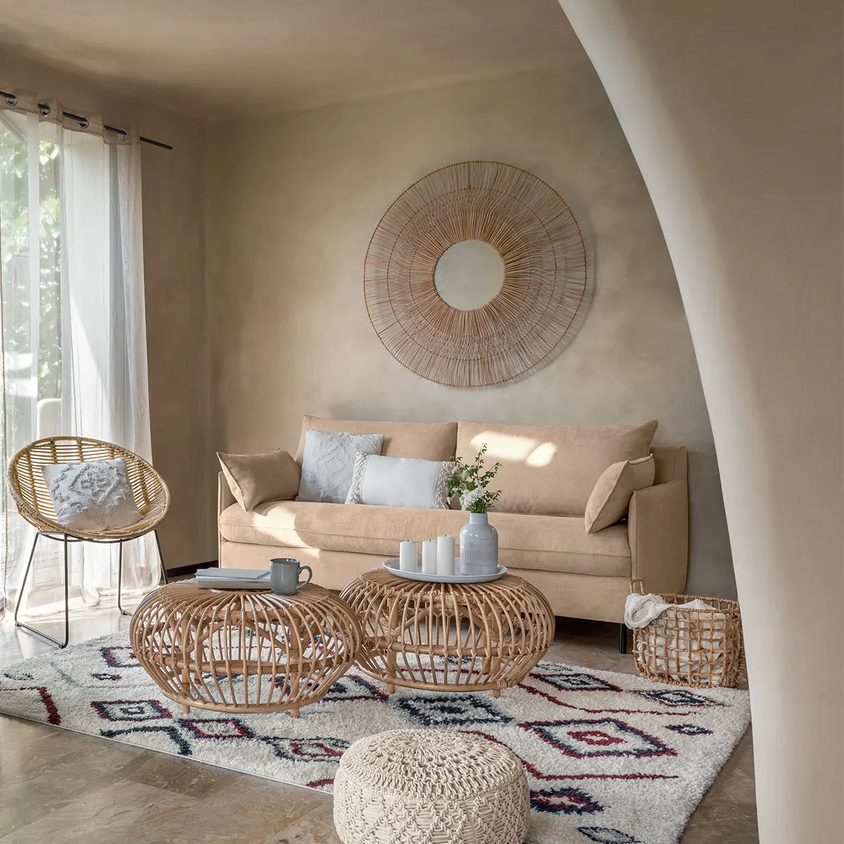 Masă de cafea Atmosphera Neta, 73 cm, Ratan