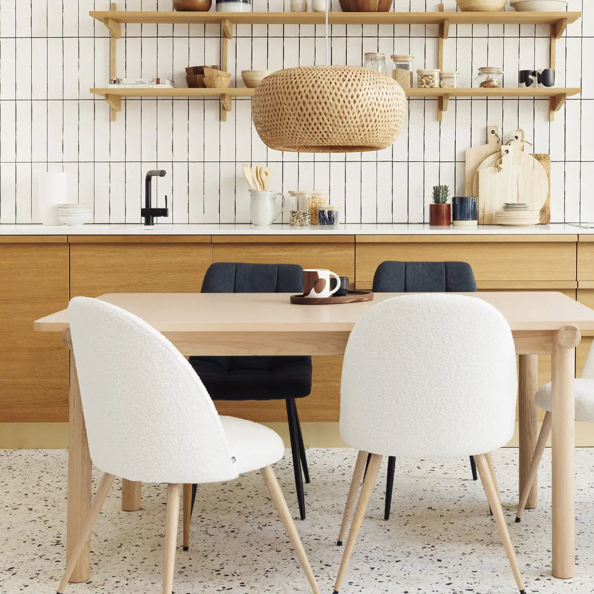 Scaun de sufragerie Atmosphera Slano, Boucle, Alb