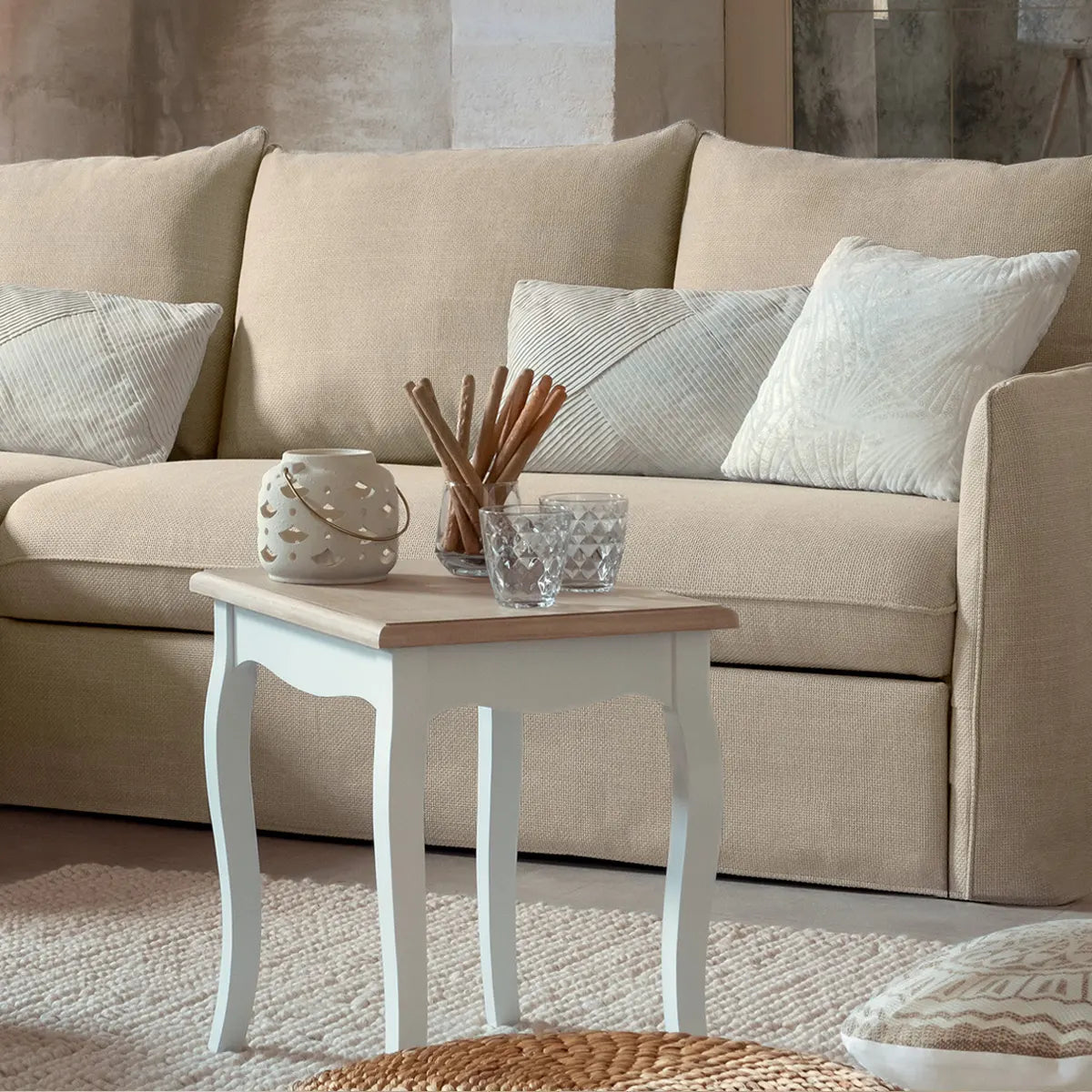 Masă de cafea Atmosphera Chrysa, albă, 2 bucăți