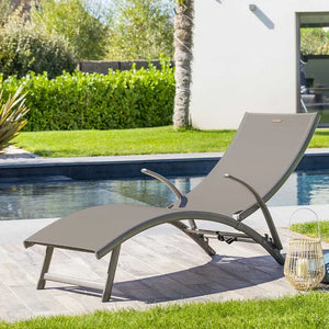 Сгъваем алуминиев шезлонг Hesperide Samba, Лешник/Пралине