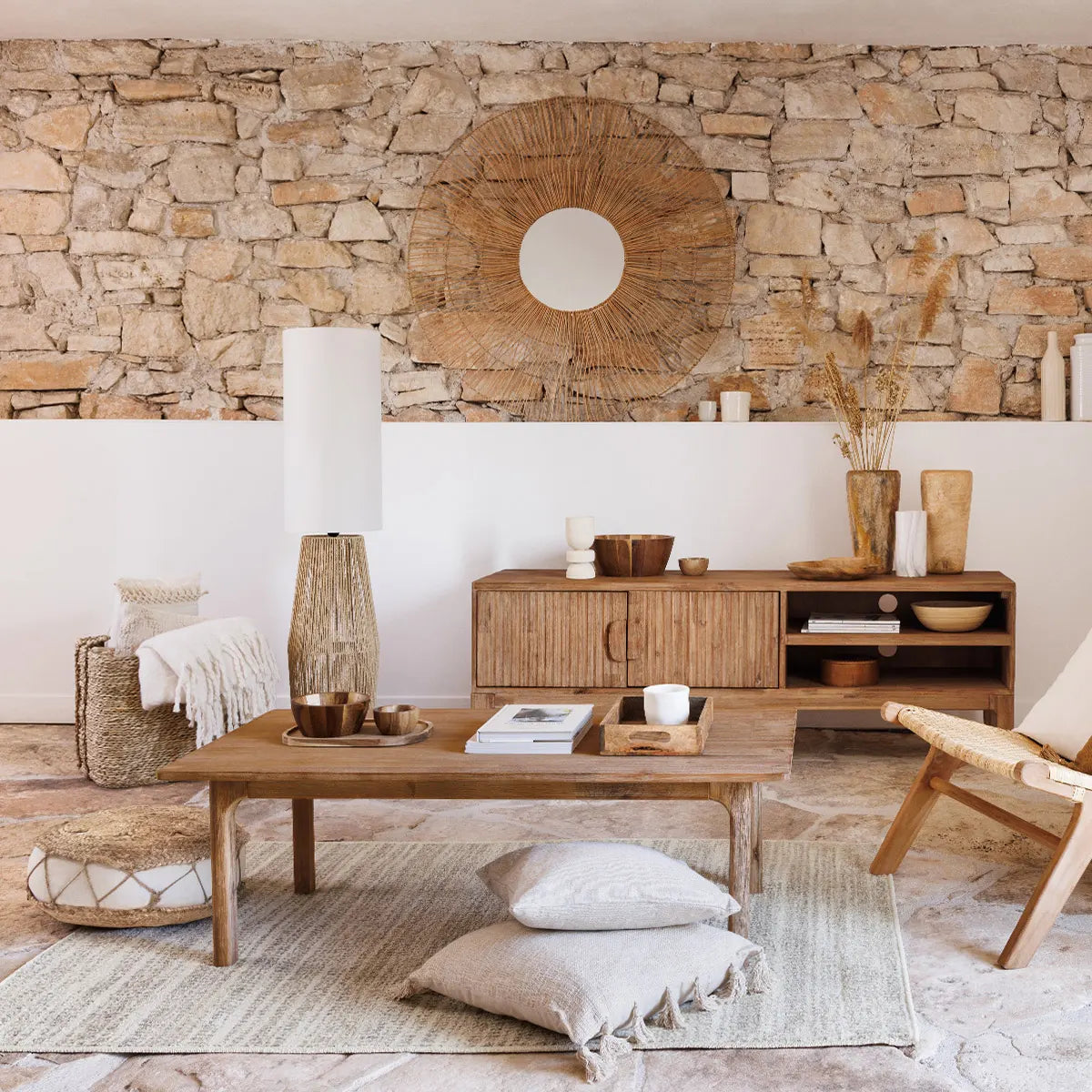 Lampion atmosphera Aissa, Lemn, Natural, 130 cm