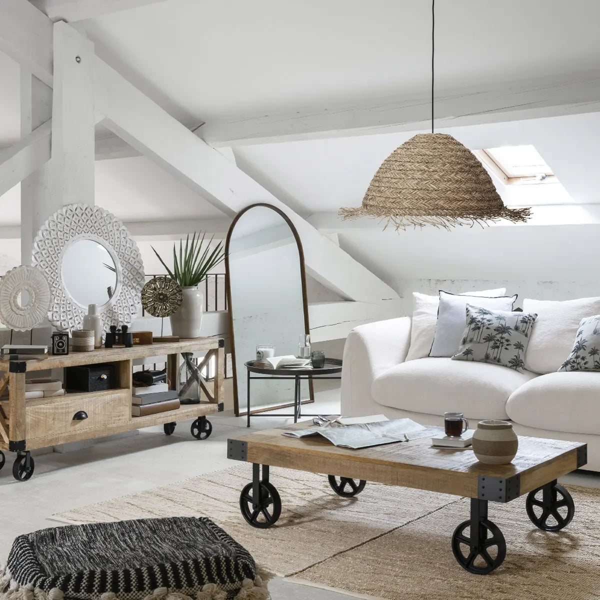 Lampă suspendată Atmosphera Sea, 56 cm, stuf