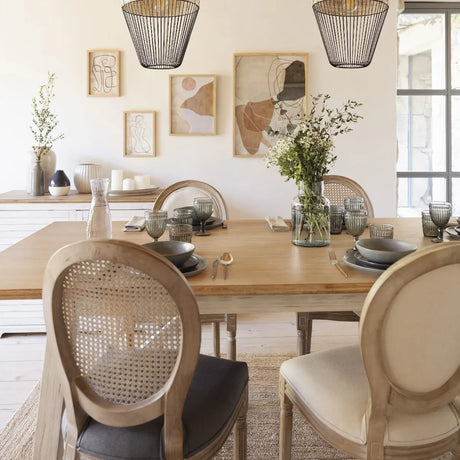 Masă de dining Olbia, 200x100 cm, MDF, blat din lemn de salcâm