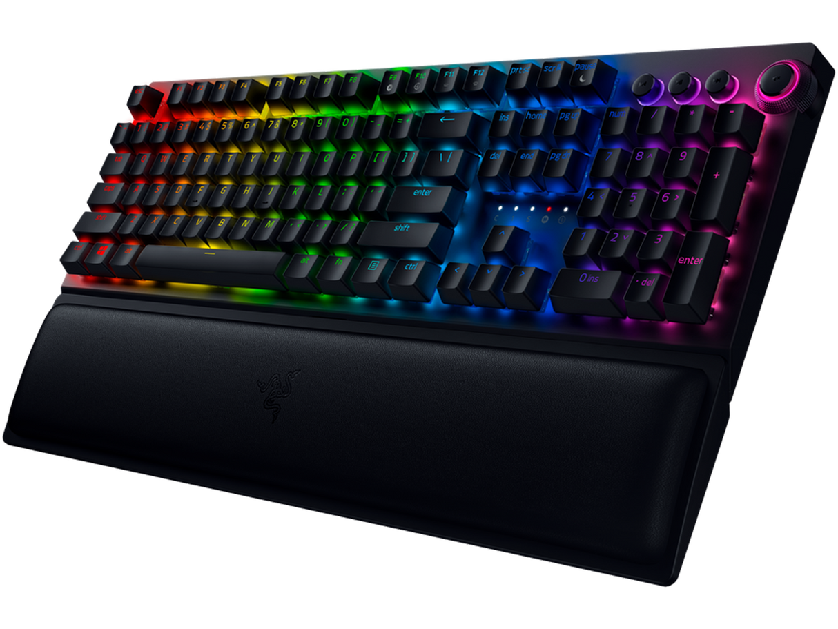 Tastatură de gaming Razer BlackWidow V4 Pro, switch-uri optice verzi, multicoloră
