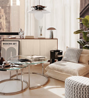 Masă de cafea Atmosphera Kneo, sticlă, metal, 2 buc.