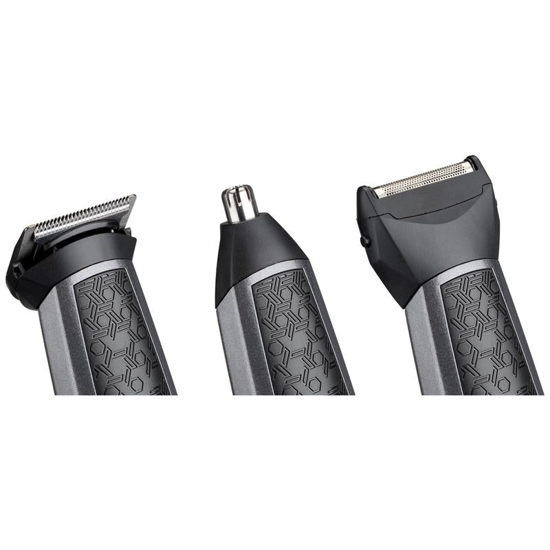 BaByliss MT727E Carbon Titanium Aparat de tuns multifuncțional 10 în 1, 10 accesorii, 3 capete, Funcționare fără baterii până la 60 de minute.