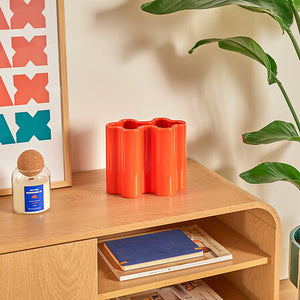 Vază Atmosphere Flow, ceramică, portocalie, 17 cm