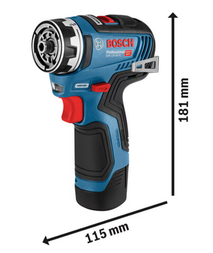 Șurubelniță fără fir Bosch Professional GSR 12V-35 FC, 12 V, 1750 rpm, 20/35 Nm, 2 baterii, încărcător, L-Boxx, adaptor mandrină/unghi/excentric, adaptor suport biți