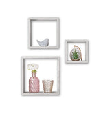Стенни рафтове 5five Fixy, Комплект 3 броя, MDF, Сиво дъбово, 25 cm