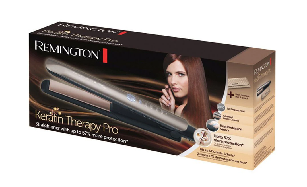 Placă de îndreptat părul Remington Keratin Therapy Pro S8590, 230 de grade, aurie