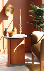 Masă de cafea Atmosphera Nanda, lemn de mango, marmură, Ø51 cm