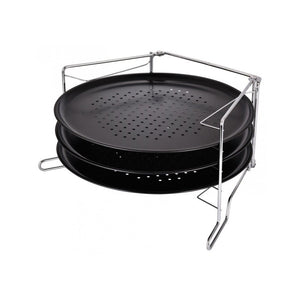 Set de tăvi de pizza KingHoff 1480, 4 piese, 32,3 cm, negre